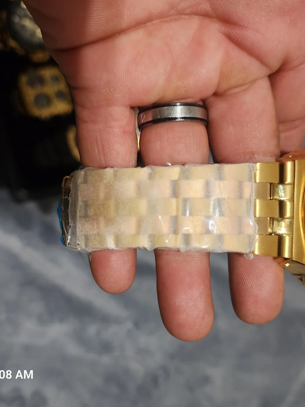 Invicta Lupah Gold-Tone Multi-Function Oval Watch with Black Dial Accents